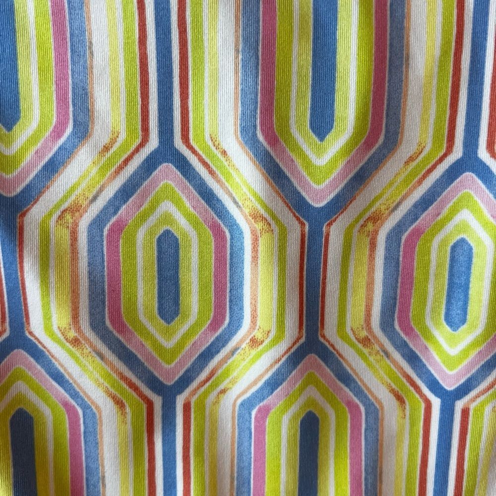 NWT Sigrid Olsen Womens Golf Polo Shirt Racerback Geometric Print Yellow XL - Picture 3 of 8